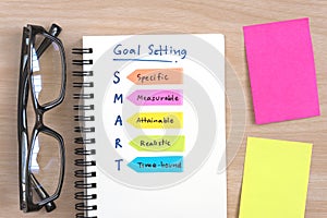 Hand writing definition for SMART goal setting