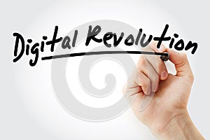 Hand writing Digital revolution with marker photo