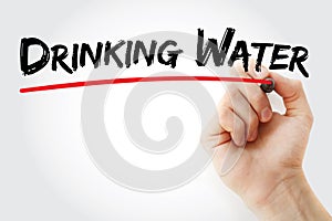 Hand writing Drinking water with marker