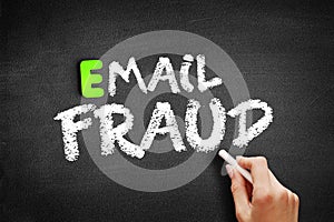 Hand writing email fraud on blackboard, concept background