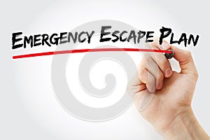 Hand writing Emergency Escape Plan with marker, business concept background