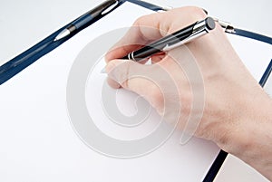 Hand writing on empty document