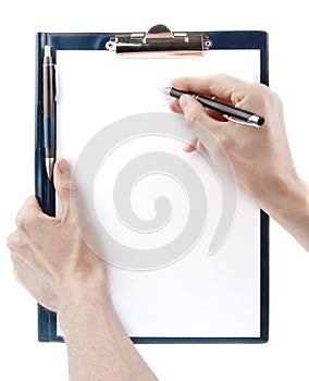 Hand writing on empty document