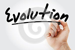 Hand writing Evolution with marker