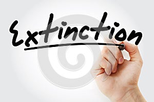 Hand writing Extinction with marker