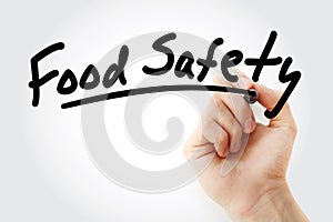 Hand writing Food safety with marker