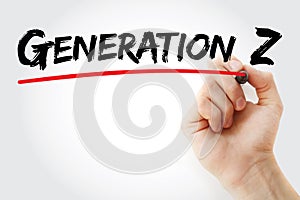 Hand writing Generation Z with marker, concept background