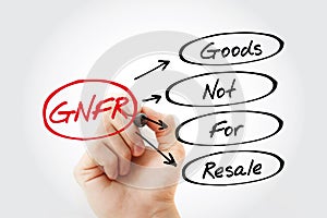 Hand writing GNFR - Goods Not For Resale photo