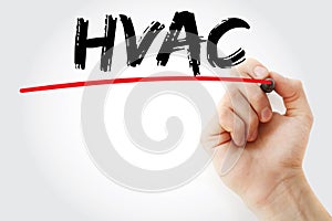 Hand writing HVAC with marker