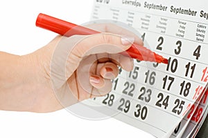 Hand writing important date