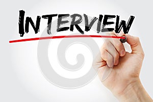 Hand writing Interview with marker, business concept