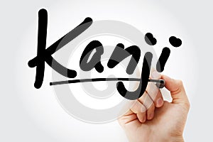 Hand writing Kanji with marker