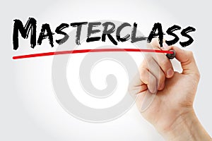 Hand writing Masterclass with marker, concept background photo