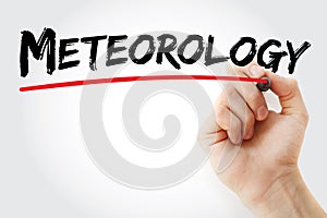 Hand writing Meteorology with marker