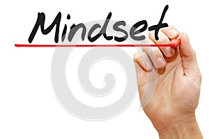 Hand writing Mindset, business concept