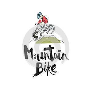 Hand writing `Mountain bike`