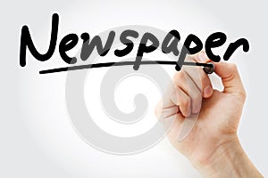 Hand writing Newspaper with marker