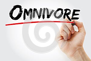 Hand writing Omnivore with marker