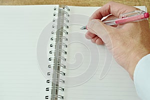 hand writing on paper book binding