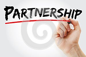 Hand writing Partnership with marker, business concept