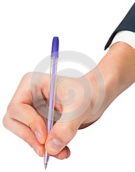 Hand writing with a pen