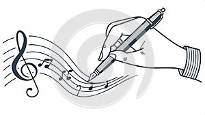 Hand writing with pen vector, creativity and ideas, writing process art illustration vector design Generative AI