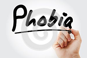 Hand writing Phobia with marker