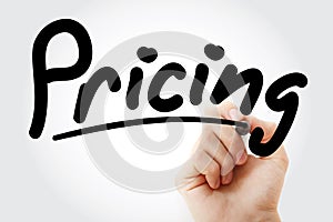 Hand writing Pricing with marker photo