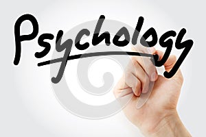 Hand writing Psychology with marker