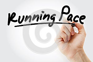 Hand writing Running pace with marker
