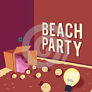 Hand writing sign Beach Party. Business showcase small or big festival held on sea shores usually wearing bikini Light