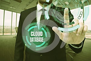 Hand writing sign Cloud Database. Conceptual photo optimized or built for a virtualized computing environment Man In