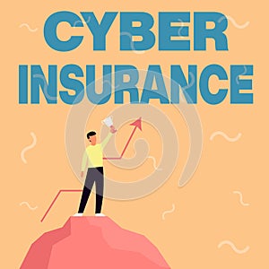 Hand writing sign Cyber Insurance. Business showcase exclusive plan to protect the company from Internetbased risk