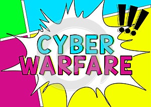 Hand writing sign Cyber Warfare. Business concept Virtual War Hackers System Attacks Digital Thief Stalker Blank