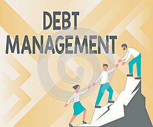 Hand writing sign Debt Management. Word Written on The formal agreement between a debtor and a creditor Colleagues