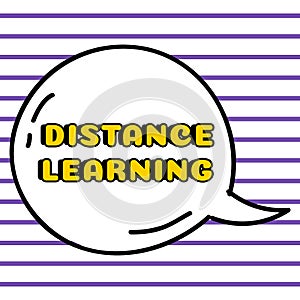 Hand writing sign Distance Learning. Business idea educational lectures broadcasted over the Internet remotely