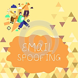 Hand writing sign Email Spoofing. Business idea secure the access and content of an email account or service