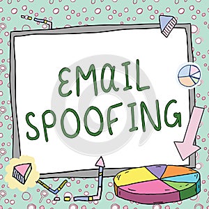 Hand writing sign Email Spoofing. Concept meaning secure the access and content of an email account or service