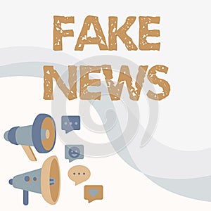 Hand writing sign Fake News. Business concept False Unsubstantiated Information Hoax Illustration Of Hand Holding