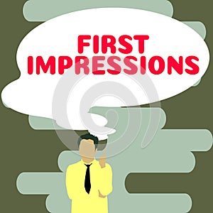 Hand writing sign First Impressions. Conceptual photo What a person thinks of you when they first meet you
