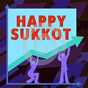Hand writing sign Happy Sukkot. Concept meaning Ireland celebration green lucky charms and clovers