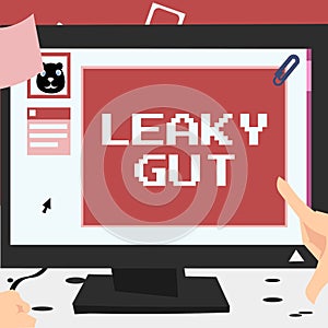 Hand writing sign Leaky Gut. Internet Concept A condition in which the lining of small intestine is damaged