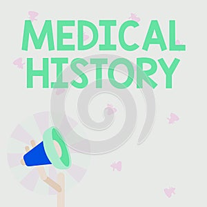 Hand writing sign Medical History. Business idea the past background of a person in terms of health Illustration Of Pole