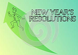 Hand writing sign New Year s is Resolutions. Business idea Wishlist List of things to accomplish or improve Illustration