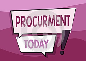 Hand writing sign Procurment. Business showcase action of acquiring military equipment and supplies Two Colorful