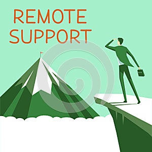 Hand writing sign Remote Support. Business overview help end-users to solve computer problems and issues remotely