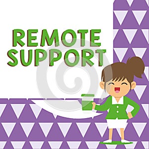 Hand writing sign Remote Support. Conceptual photo help end-users to solve computer problems and issues remotely