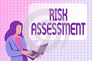 Hand writing sign Risk Assessment. Conceptual photo estimation of the levels of risks involved in a situation Studying