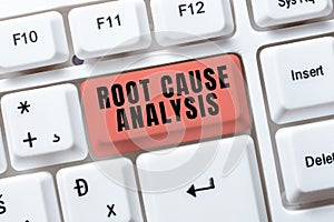 Text sign showing Root Cause Analysis. Business concept Method of Problem Solving Identify Fault or Problem