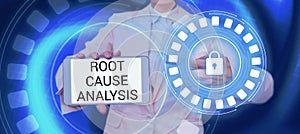 Hand writing sign Root Cause Analysis. Concept meaning Method of Problem Solving Identify Fault or Problem